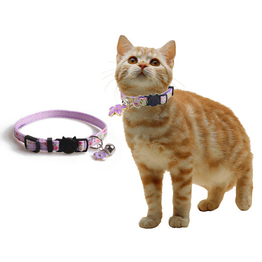 Breakaway Cat Collar with Bell, 4 Pack Safety Adjustable Cat Collars with flower