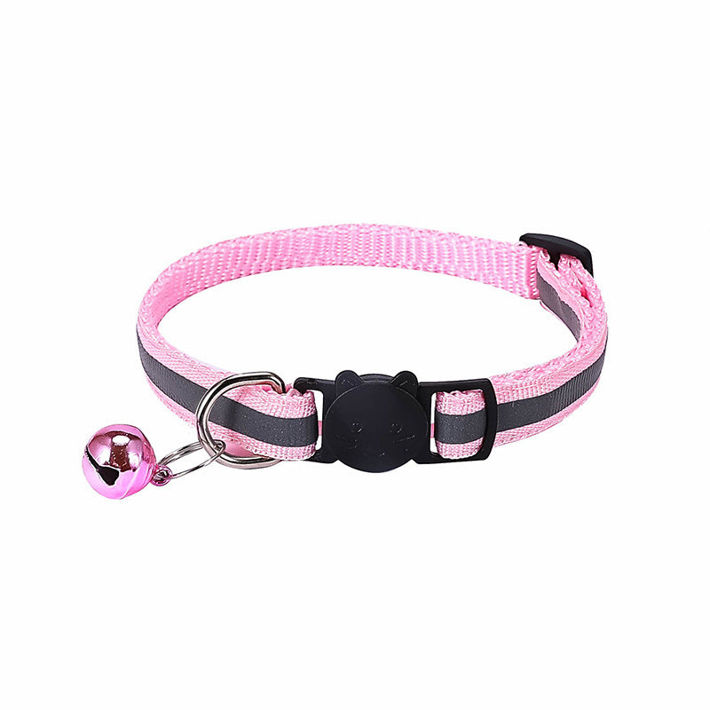 Cat Collar with Bells, Reflective Collars for Cats with Breakaway Safety Buckle, Polyester, 7-12 Inch Adjustable