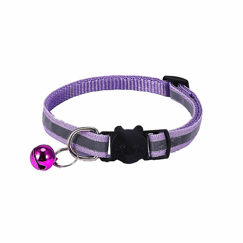 Cat Collar with Bells, Reflective Collars for Cats with Breakaway Safety Buckle, Polyester, 7-12 Inch Adjustable