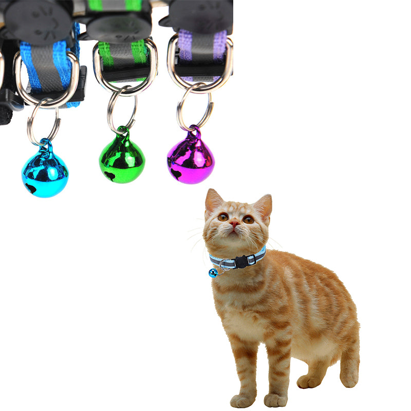 Cat Collar with Bells, Reflective Collars for Cats with Breakaway Safety Buckle, Polyester, 7-12 Inch Adjustable