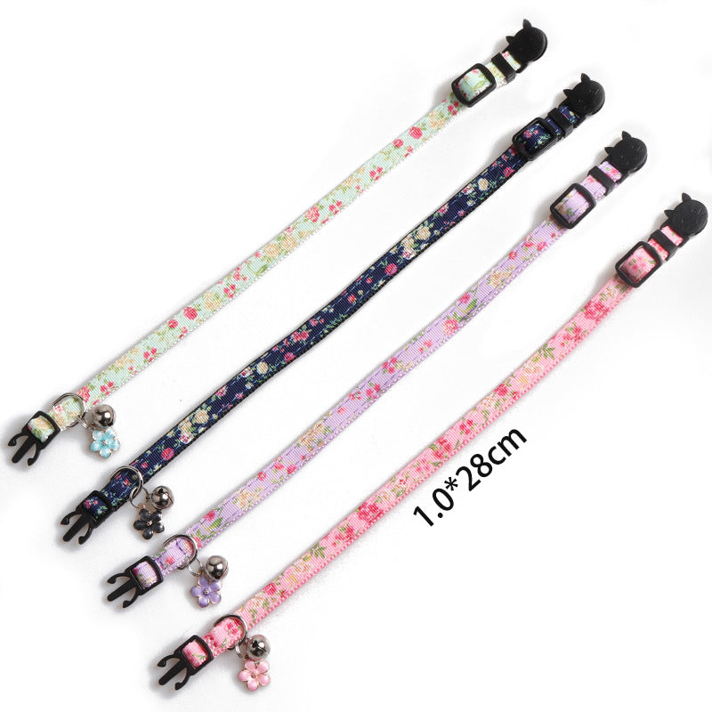 Breakaway Cat Collar with Bell, 4 Pack Safety Adjustable Cat Collars with flower